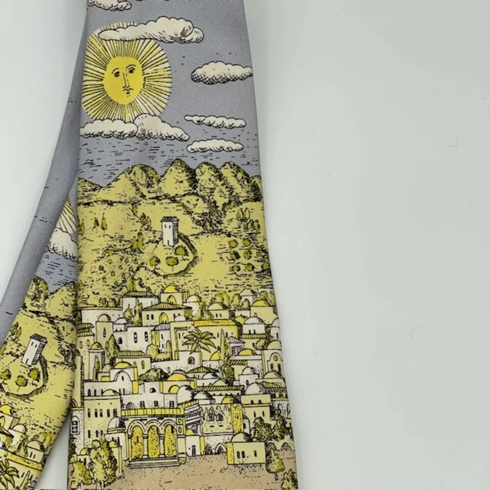 Fornasetti Milano 'Sole Al Mare' 100% Silk Italy Surreal Fish Coral Art RARE